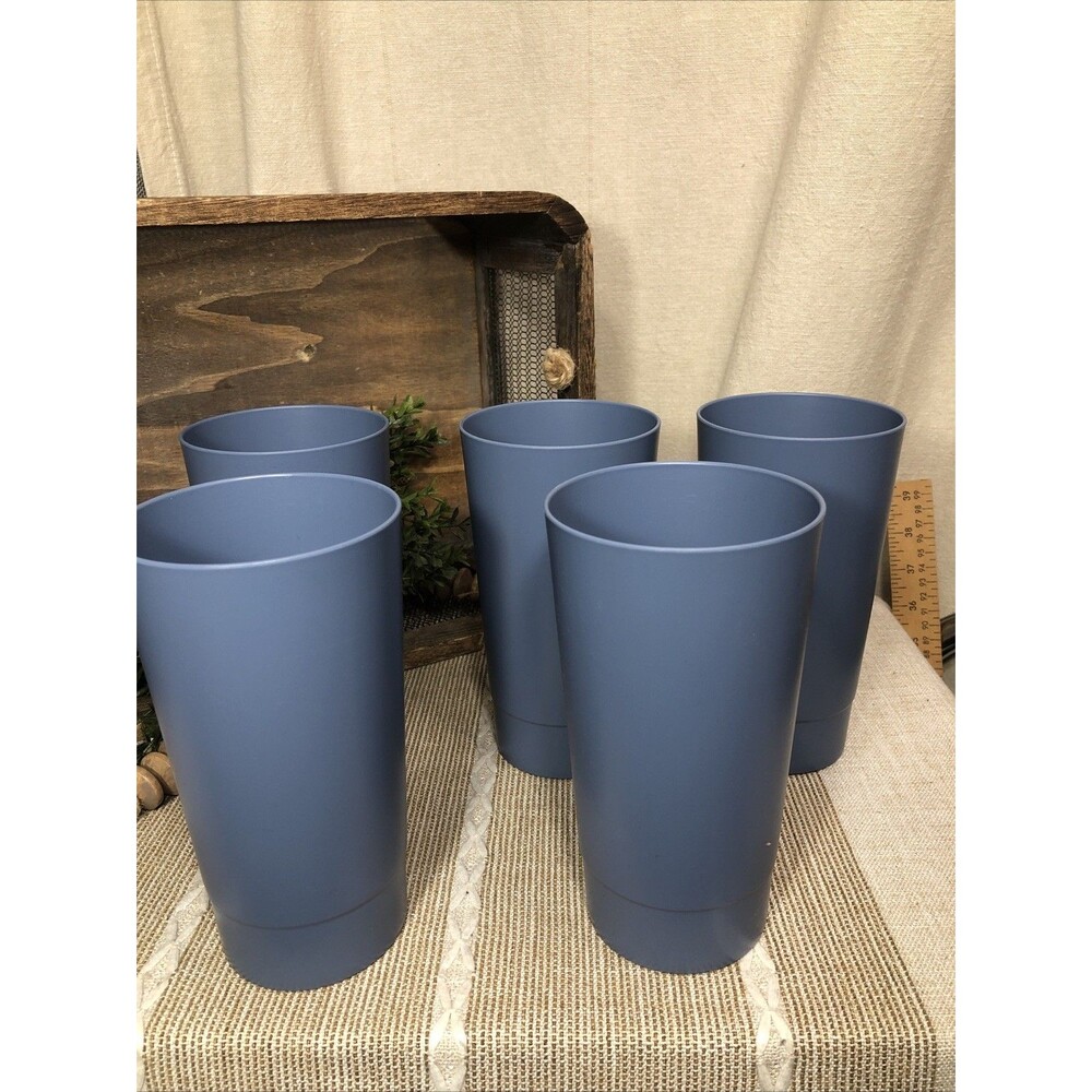 Ikea 24oz VITABBORRE Your Go Anywhere Blue Plastic Tumbler- Set of 5